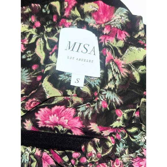 MISA Los Angeles Alicia Pink Floral Flare-Sleeve Floral Blouse Size S 4-8 - Picture 4 of 5